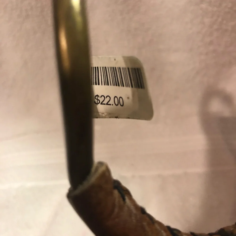 Metal brass monogram M and leather home decor hook